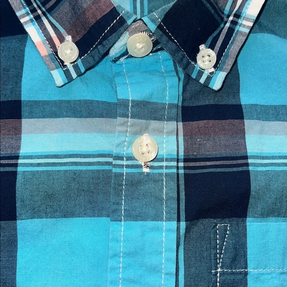 babyGAP Blue Harmony Plaid Short Sleeve Shirt - 5